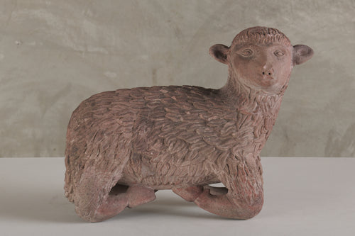 19th C CARVED STONE LAMB OF GOD